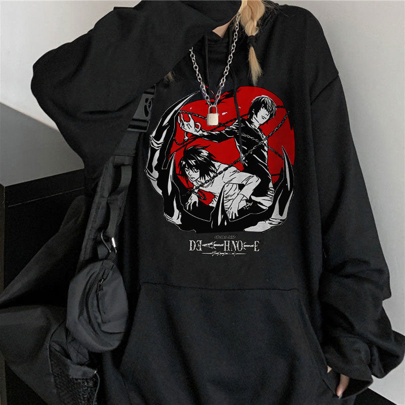 L and Kira In the Palm of a Shinigami Hoodie Death Note